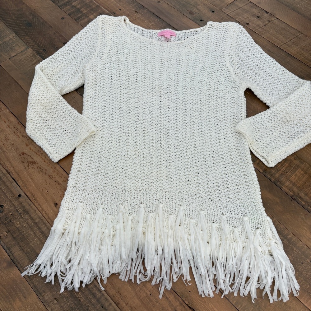 Lilly Pulitzer Brunswick Sweater Top Tunic Resort White Small
